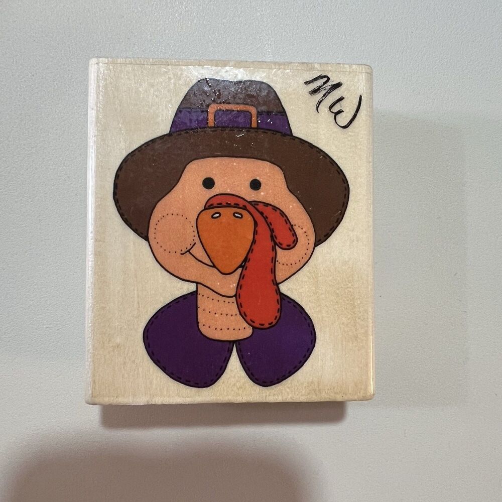 Wood Block Rubber Stamp G16043 Turkey Head That's all she Stamped Thanksgiving